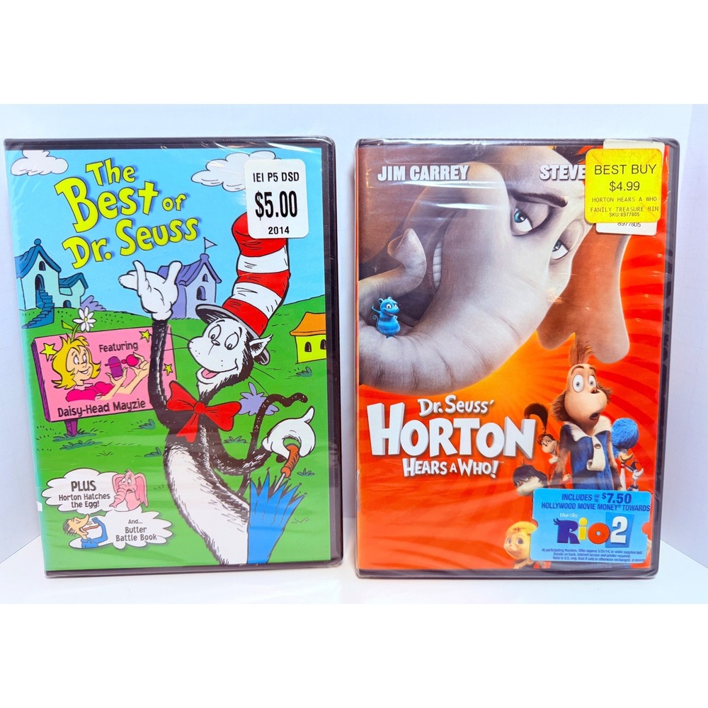 New Sealed Dr. Seuss DVD Lot 2 Horton Hears a Who Jim Carrey Best of Dr. Seuss